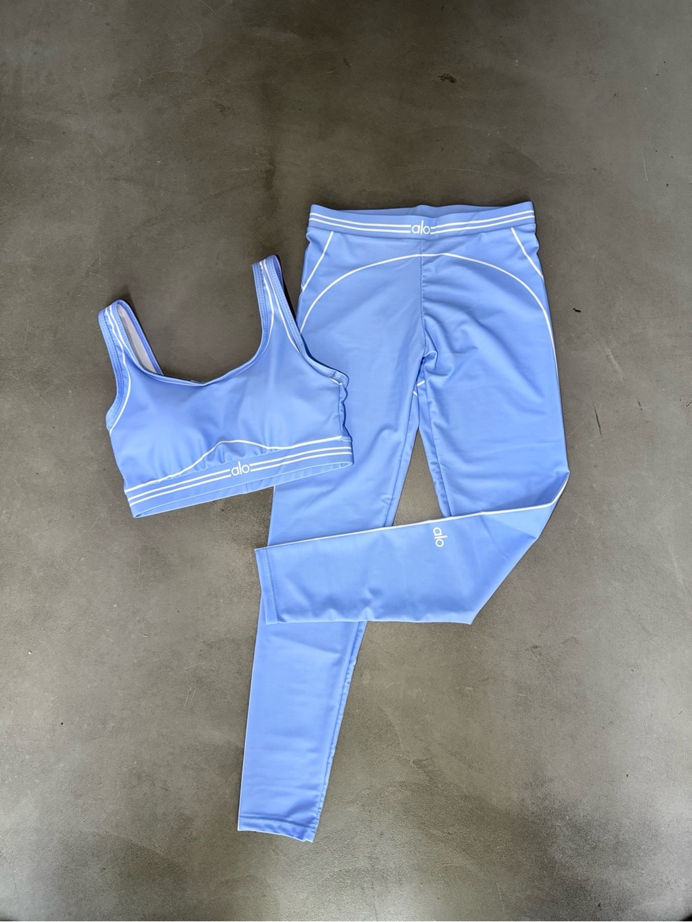 ALO Yoga Girls' Light Blue Leggings & Sports Bra Set